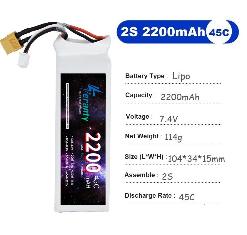 2 uds 7,4 V Lipo 2S batería 15 - Drone Racing Battery reseña y precio
